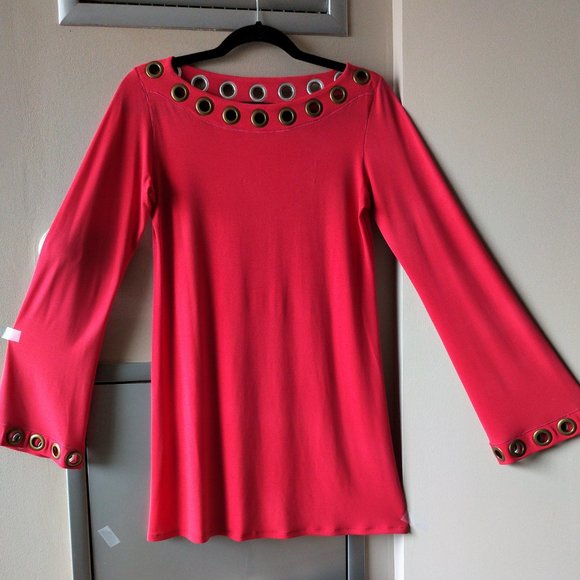 EVA VARRO coral tunic with grommets - Picture 2 of 6